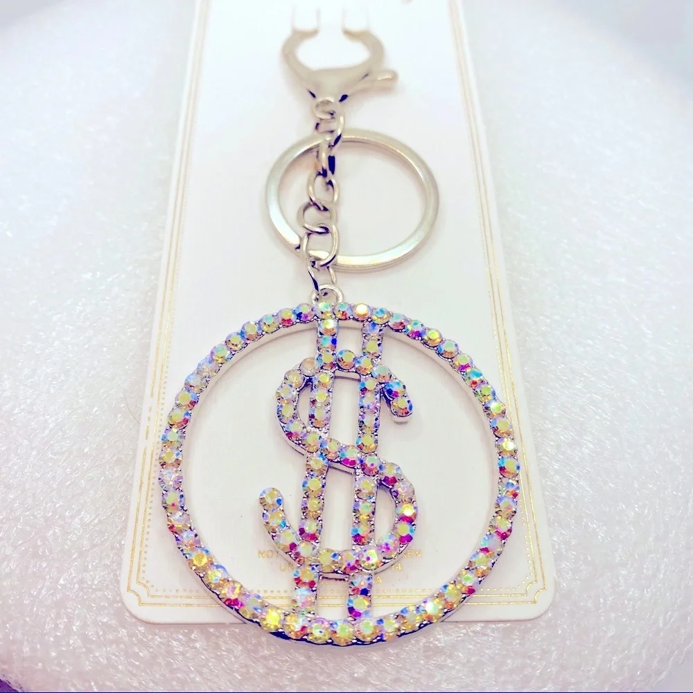 Purse Charm Key Chain Crystals Iridescent